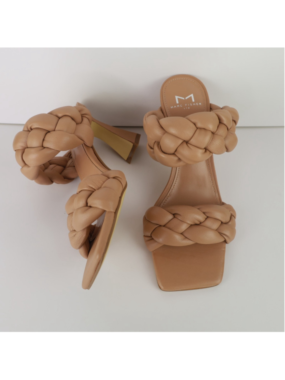 Marc Fisher Women's Hammy Braided High Heel Slide Sandals Natural Size 6- 0380 - Picture 5 of 14